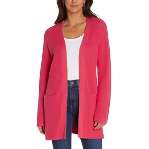 GAP Womens Open Front Cardigan Soft Knit Raspberry Long Sleeve Size XL Sweater